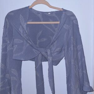 Blue Tie-Front Blouse